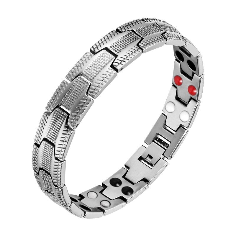 Double-row men's titanium steel bracelet with four links, fashionable wristband