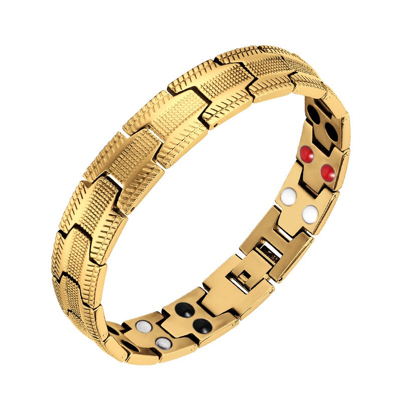 Double-row men's titanium steel bracelet with four links, fashionable wristband