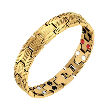 Double-row men's titanium steel bracelet with four links, fashionable wristband